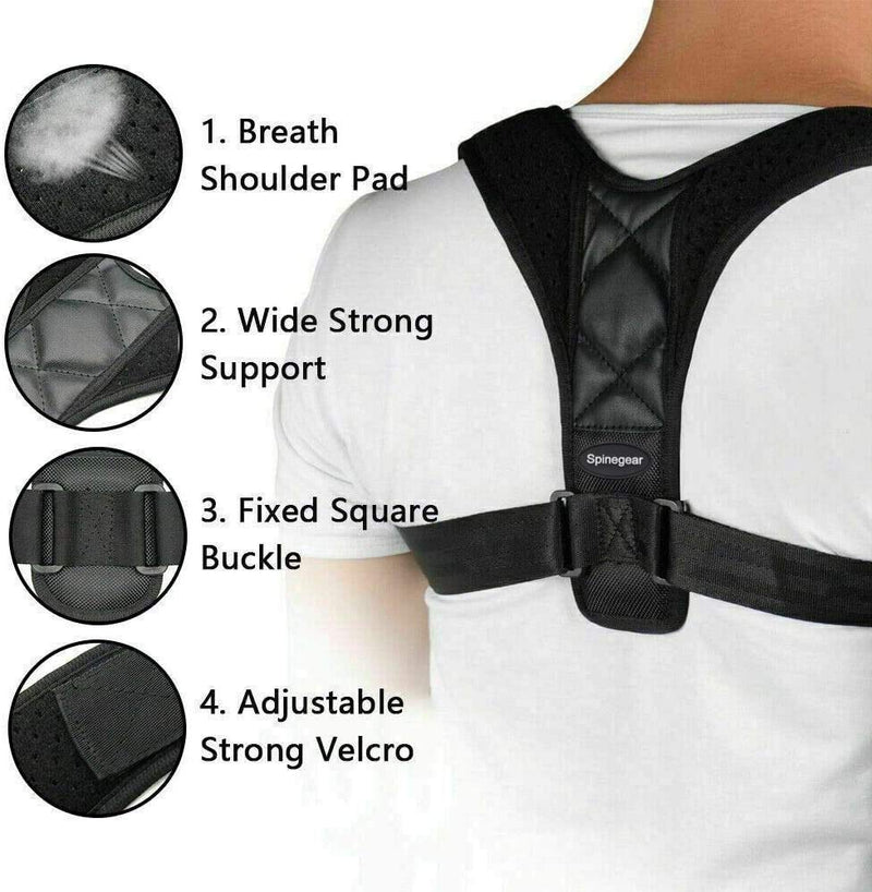 [Australia] - Posture Corrector Straightener Upper Shoulder Back Support Brace Belts,Slouch Corrector Adjustable Shoulder Posture Pain Relief for Women & Men 