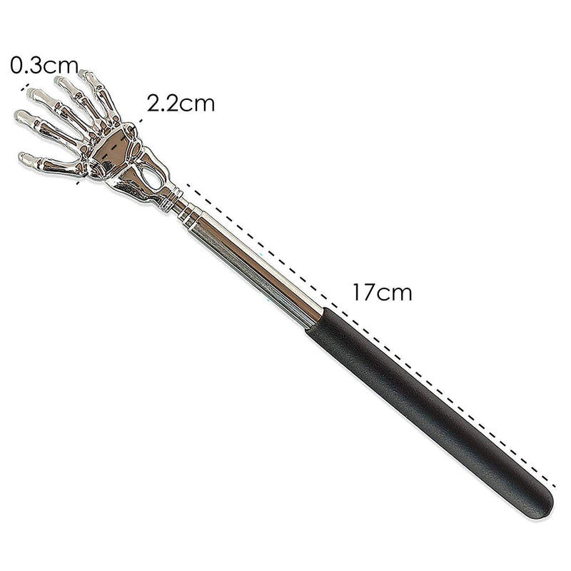 [Australia] - TRIXES Black Back Scratcher � Extendable Telescopic Handle � Stainless Steel Skeleton Hand � Back Massager � Body Massager Head Scratcher � Cool Gadget � Funny (Black) 