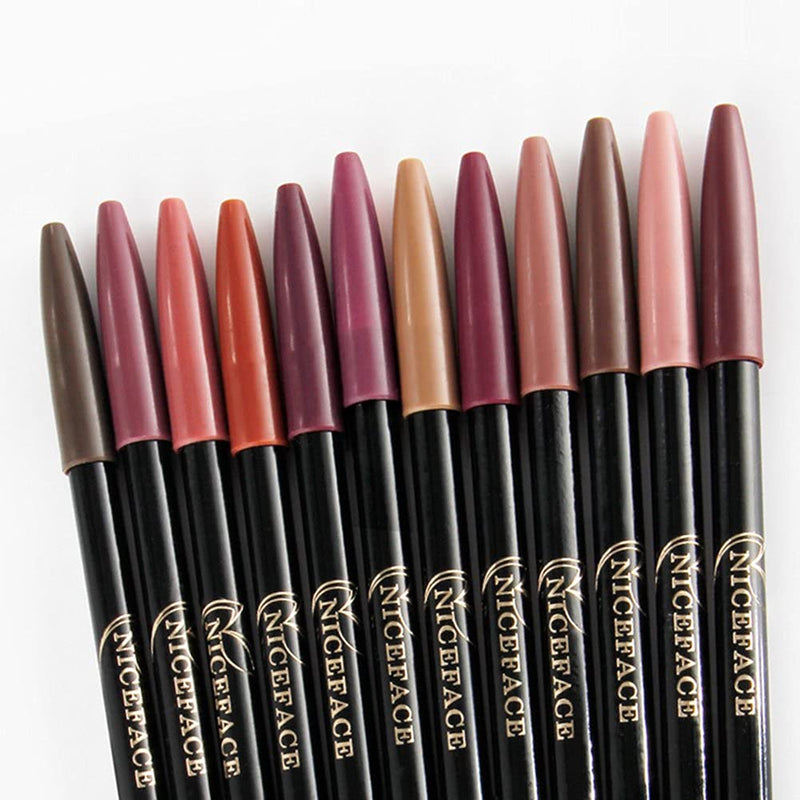 [Australia] - 12 Colors/Set Lip Liner,Waterproof Long-lasting Lip Liner Pencil,Matte Lipliner Set Makeup Cosmetic 