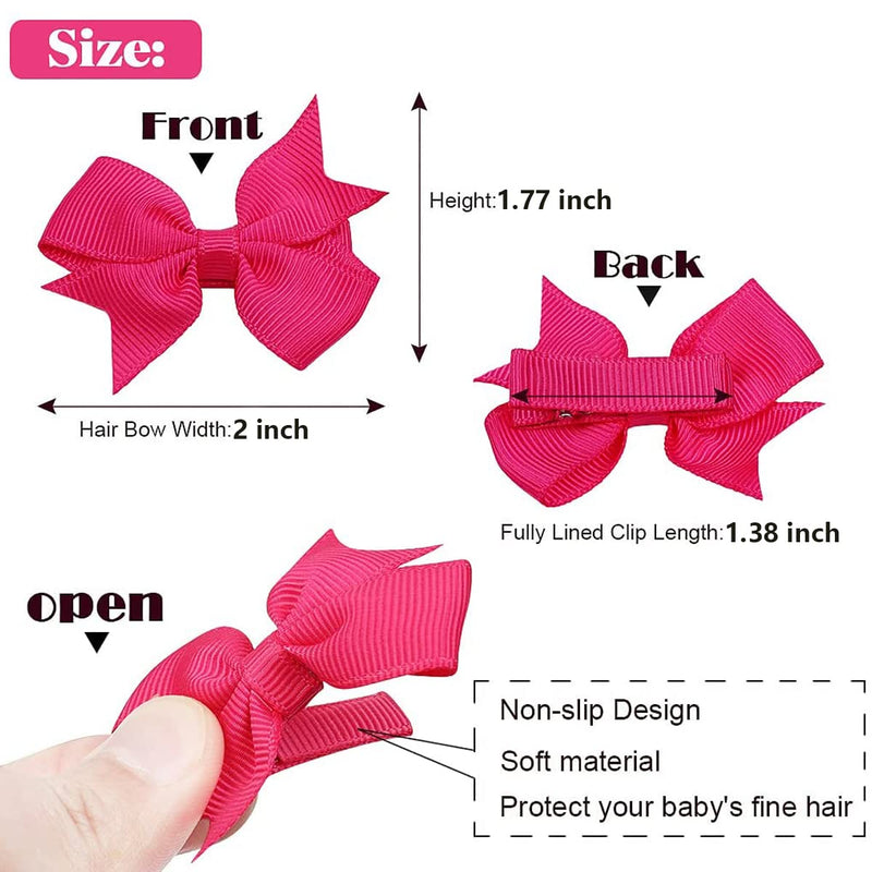[Australia] - 40Pieces Baby Girls Clips 2" Mini Hair Bow Grosgrain Ribbon Hair Bows with Fully Ribbon Lined Alligator Clips for Baby Girls Infant Toddlers Kids 20 Colors in Pairs 