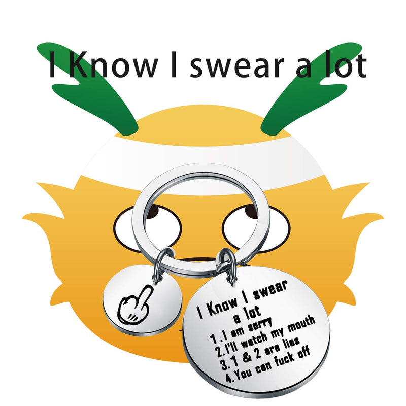 [Australia] - ENSIANTH Funny Sarcastic Gift I Know I Swear A lot I Am Very Sorry I'll Try to Be Good Keychain Rude Gift Best Friend Birthday Gift 