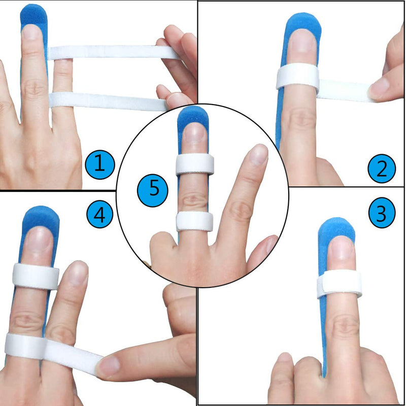 [Australia] - Footsihome Finger Splint Metal Pack of 5 Broken Finger Brace Support Mallet Finger Stabilizer for Adults and Children Finger Knuckle Joint Fixation - 3 Size Blue 5 Pack 