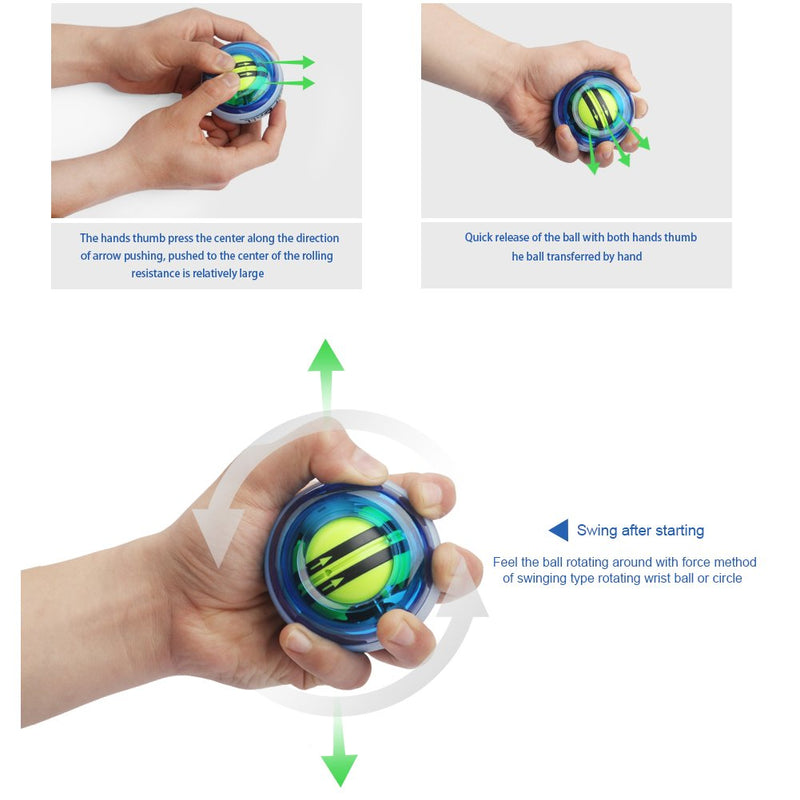 [Australia] - Parallel Halo Power Wrist Ball AUTO Start Wrist Exercises Force Ball Gyroscope Ball Wrist and Forearm Exerciser Arm Strengthener for Stronger Muscle and Bones white+led 