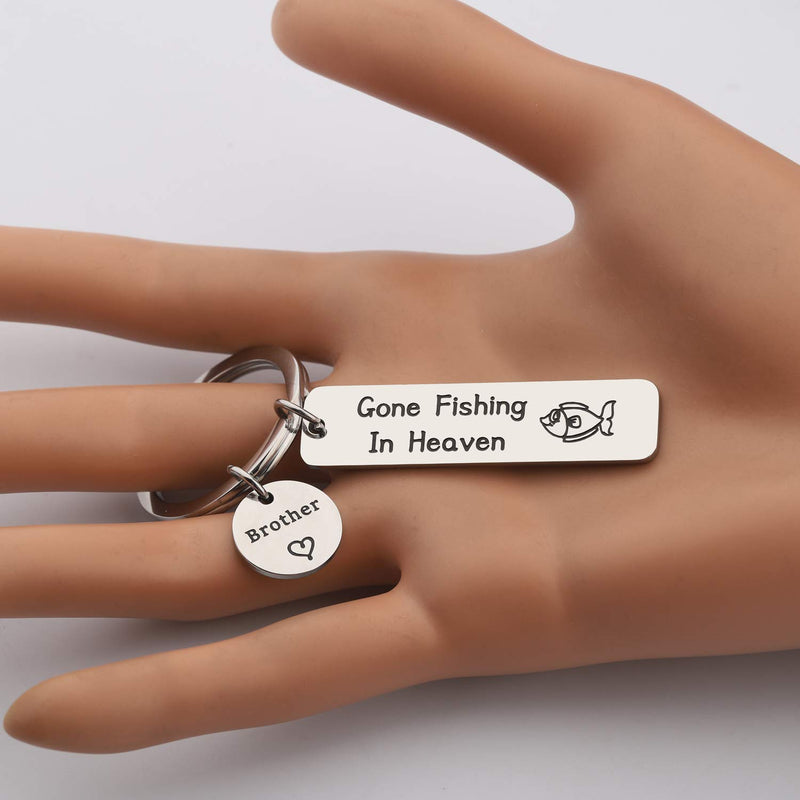 [Australia] - AKTAP Remembrance Gift Memorial Keychain in Memory of Brother Gone Fishing in Heaven Sympathy Gift Loss of Loved One Keychain Memorial Brother Keychain 