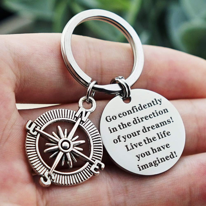 [Australia] - VANGETIMI Inspirational Graduation Keychain Gifts for Grads Stainless Steel Compass Engraved Keychain Gifts for Him Her Women Men Girls 2020 style 1 