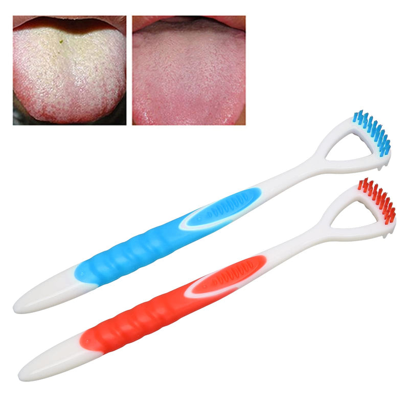 [Australia] - Tongue Cleaning Brush, Tongue Brush to Remove Bad Breath, Oral Care Cleaning Tool to Remove Plaque and Freshen Breath(Blue) Blue 