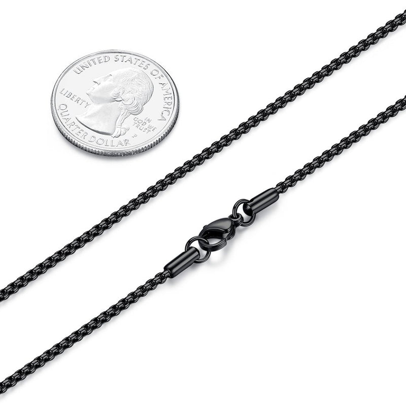[Australia] - FOSIR 2-4MM Mens Womens Stainless Steel Black Rolo Cable Chain Necklace 18-36 Inch 18.0 Inches 2mm stainless-steel 