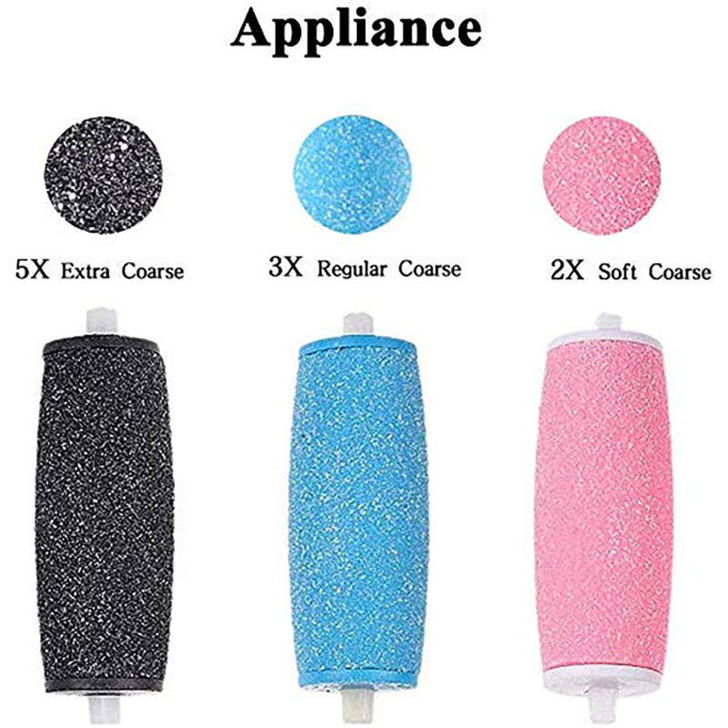 [Australia] - 5 Extra & 3 Regular & 2 Soft Coarse Refill Heads Replacement Rollers Compatible with Perfect Electronic Foot File with Diamond Crystals 
