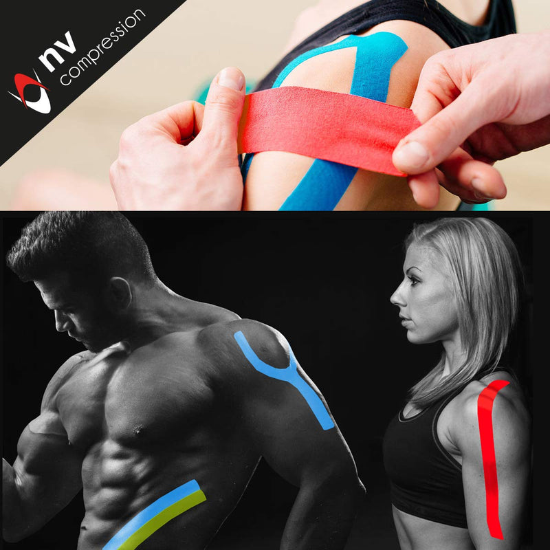 [Australia] - NV Compression Kinesiology Tape | 5m Roll of Elastic Muscle Support Tape for Exercise, Sports & Injury Recovery (Light Blue) Light Blue 