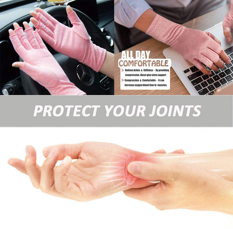 [Australia] - Arthritis Gloves,New Material, Compression for Arthritis Pain Relief Rheumatoid Osteoarthritis and Carpal Tunnel, Premium Compression & Fingerless Gloves (Pink, Medium) 