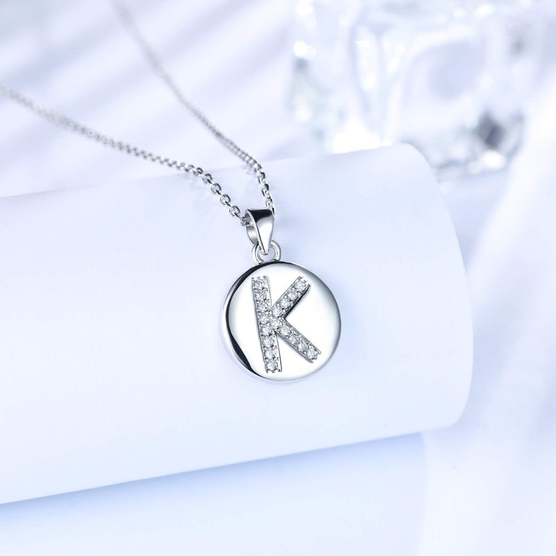 [Australia] - ZENI Initial Letter Necklace for Women , 925 Sterling Silver Pendant K 