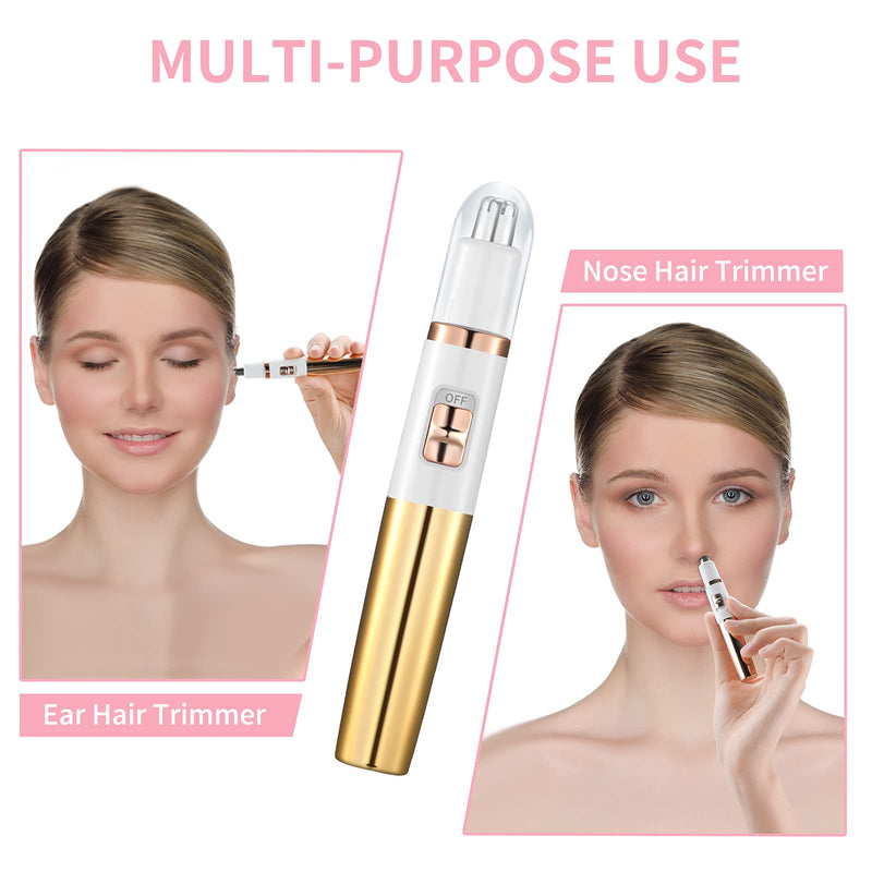 [Australia] - Ear and Nose Hair Trimmer for Women Nose Hair Clipper Professional Painless Nose Trimmer Ladies Eyebrow and Facial Hair Trimmer Battery-Operated,Waterproof Dual Edge Blades for Easy Cleansing Rose Gold 