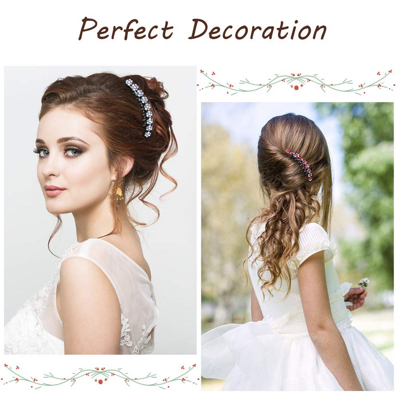 [Australia] - 4PCS Rhinestone Hair Comb Plastic Teeth Hair side Combs non-slip comfortable Hair Clips Pins Claw Rhinestone Hair Accessories for Women Girls 