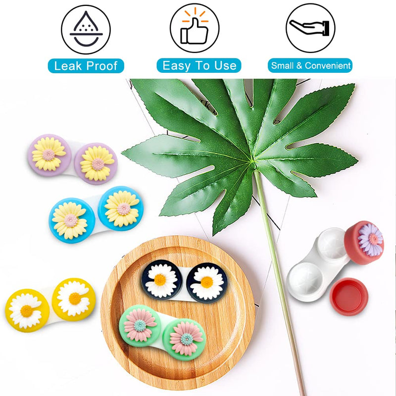 [Australia] - Contact Lens Cases, Daisy Contact Lens Holder Case Flower Colorful Contact Lens Case Contact Lenses Holder Portable Contact Lens Container for Travel Home(6 Pack) 