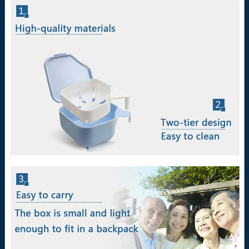 [Australia] - WUBAYI Denture Box Dental Bath – Dual Purpose Hygienic Denture Case for Storage and Immersion of Mouthguards, Ortho Retainers and Dental Appliances 