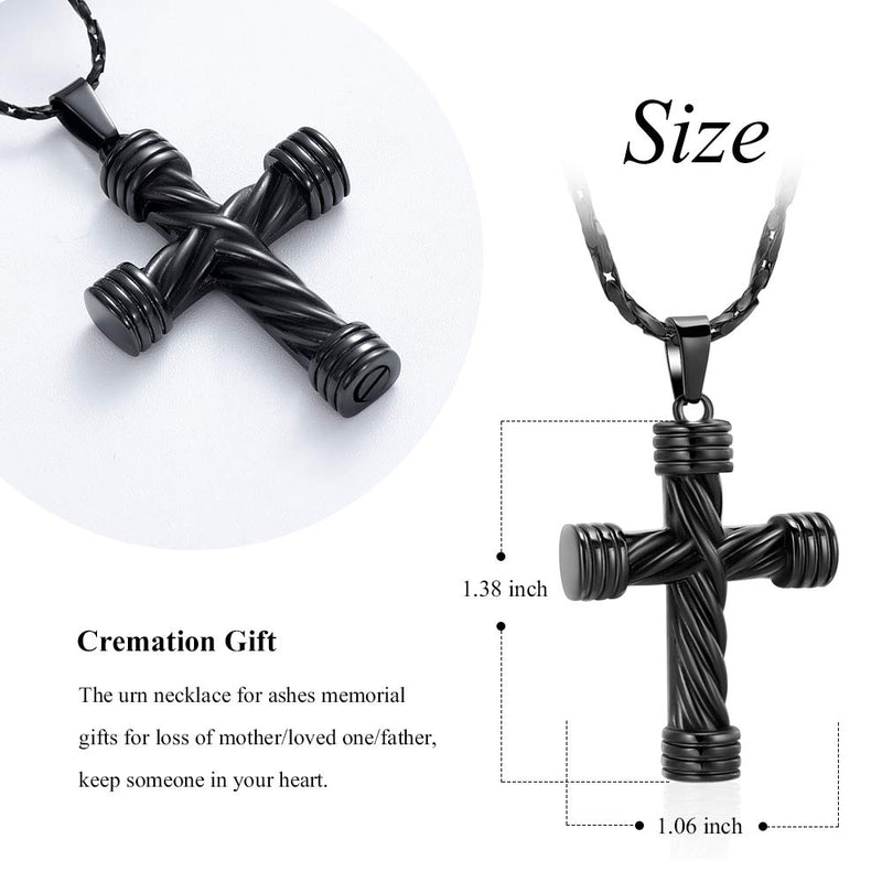 [Australia] - Imrsanl Cremation Jewelry for Ashes Cross Memorial Urn Necklace Pendant Keepsake Religious Cross Ashes Jewelry Black 