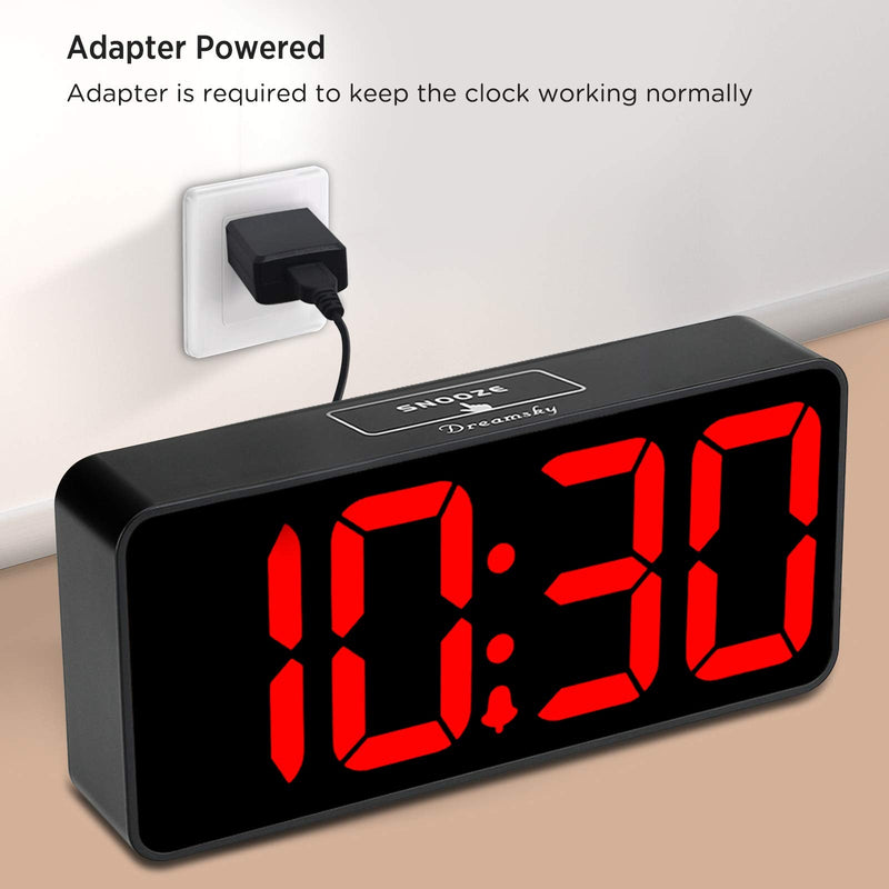 [Australia] - DreamSky Large Digital Alarm Clock Big Numbers for Seniors & Visually Impaired - 8.9 Inches Electric Clocks for Bedroom, Jumbo Display Fully Dimmable Brightness, USB Ports, Adjustable Alarm Volume Black Case + Red Digit 