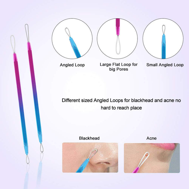 [Australia] - Blackhead and Blemish Remover, Aooeou Pimple Popper Tool Kit - Comedone Extractor Acne Removal Kit for Blemish, Whitehead Popping, Zit Removing for Nose Face Color 