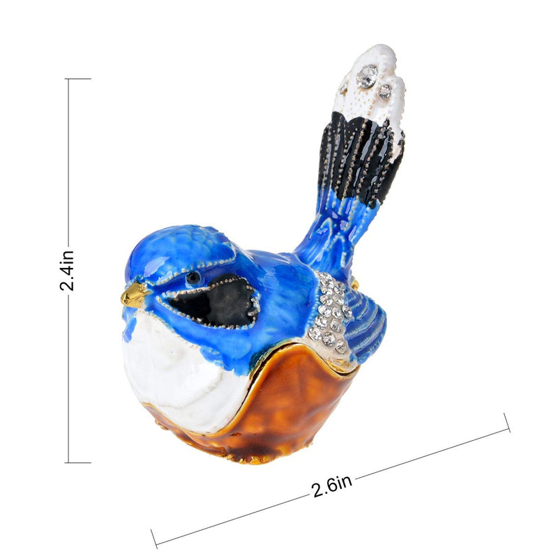 [Australia] - FZJ Blue Bird Figurine Crystal Jewelry Box Indoor Home Decoration Bird Lover Gift 