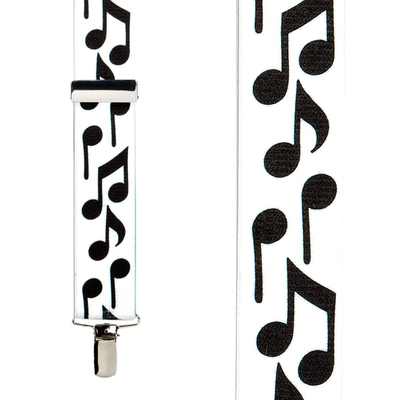 [Australia] - SuspenderStore Men's Black Musical Notes On White Suspenders 54" for 6'1" to 6'5" tall 