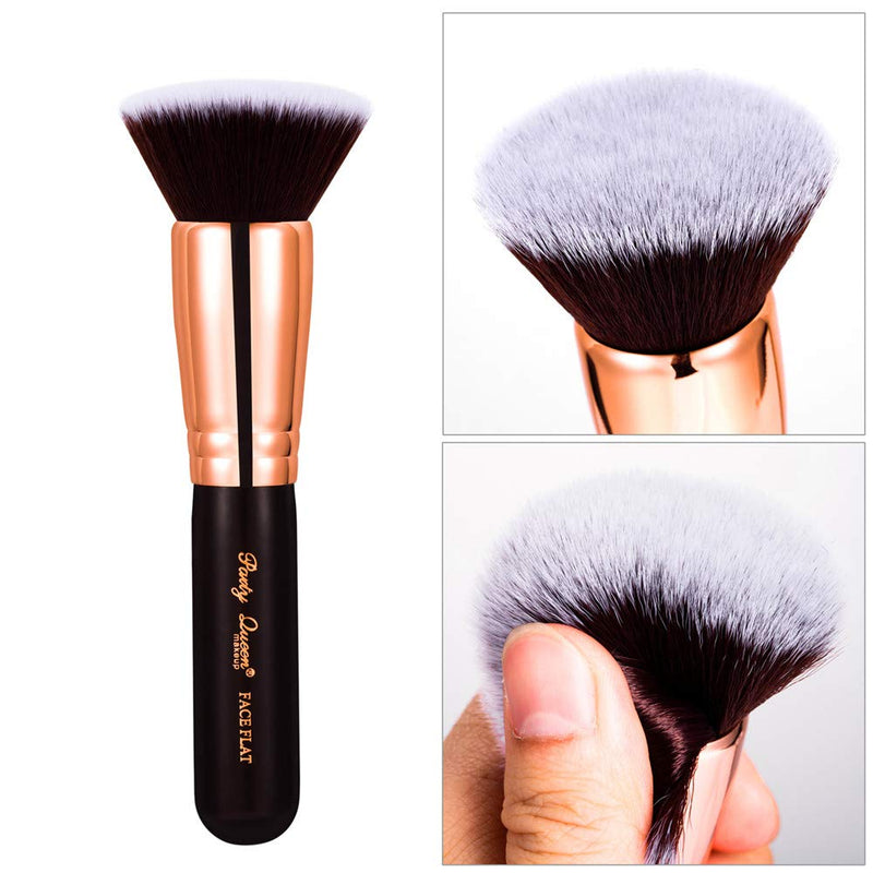 [Australia] - Party Queen Foundation Makeup Brush-Luxury Copper Ferrule，Face Flat Top Kabuki Makeup Tool for Liquid, Cream, and Powder - Buffing, Blending Face Brush Tool 