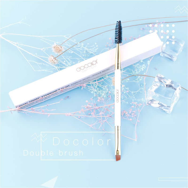 [Australia] - Docolor Duo Eyebrow Brush,Professional Angled Eye Brow Brush and Spoolie Brush White 