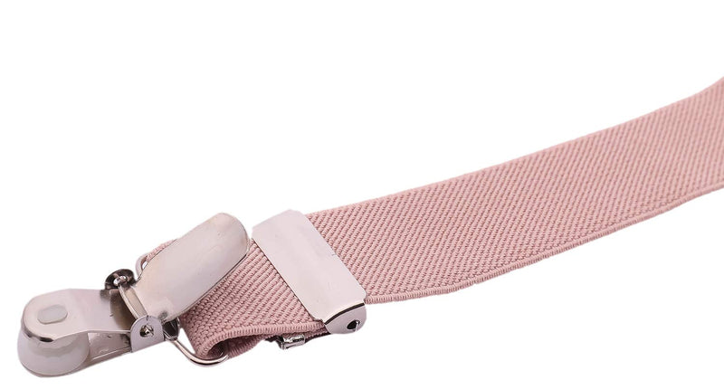 [Australia] - WDSKY Mens Boys Suspenders and Bow Tie Elastic with Leather Y-Back 24" 6 months to 3yrs Blush Pink 