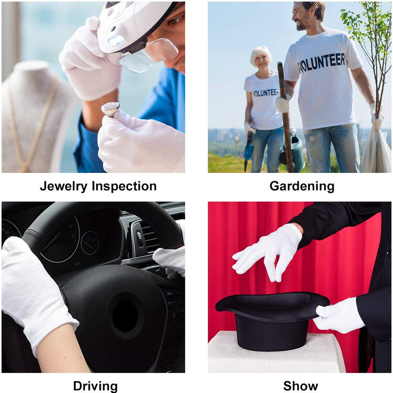 [Australia] - 4 Pair Moisturising Gloves,Cotton Gloves for Eczema & Dry Hands,Stretchable Washable White Gloves(Medium Size) 