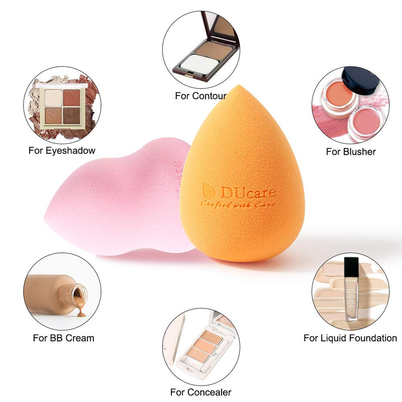 [Australia] - DUcare Makeup Sponges with Foundation Brush 4+1Pcs Flat Top Kabuki Professional Beauty Makeup Blender for Cream, Powder and Liquid - Non Latex 4+1Soponges and Foundation Brush 