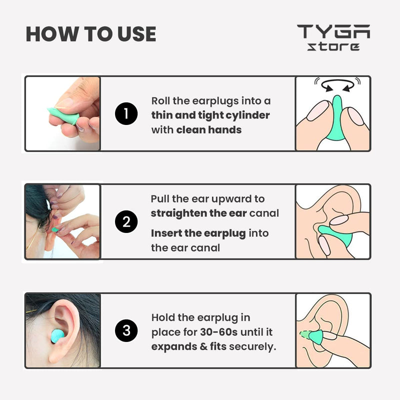 [Australia] - TYGA Store Soft Foam Ear Plugs 30 Pairs - 38dB SNR Noise Cancelling - Best for Sleeping, Travel, Concerts, Studying, Work, Loud Noise, Snoring - Mint Green 