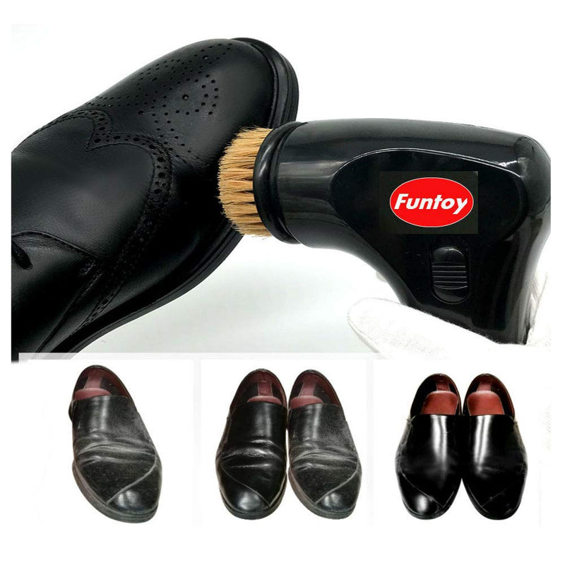 [Australia] - Electric Shoe Shine Kit,Funtoy Electric Shoe Polisher Brush Shoe Shiner Dust Cleaner Portable Wireless Leather Care Kit for Shoes, Bags, Sofa (Black) 