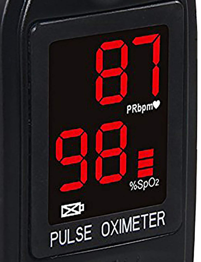[Australia] - Concord Basics Black Fingertip Pulse Oximeter Blood Oxygen Saturation Monitor with Carrying Case, Batteries, Silicone Cover and Lanyard 