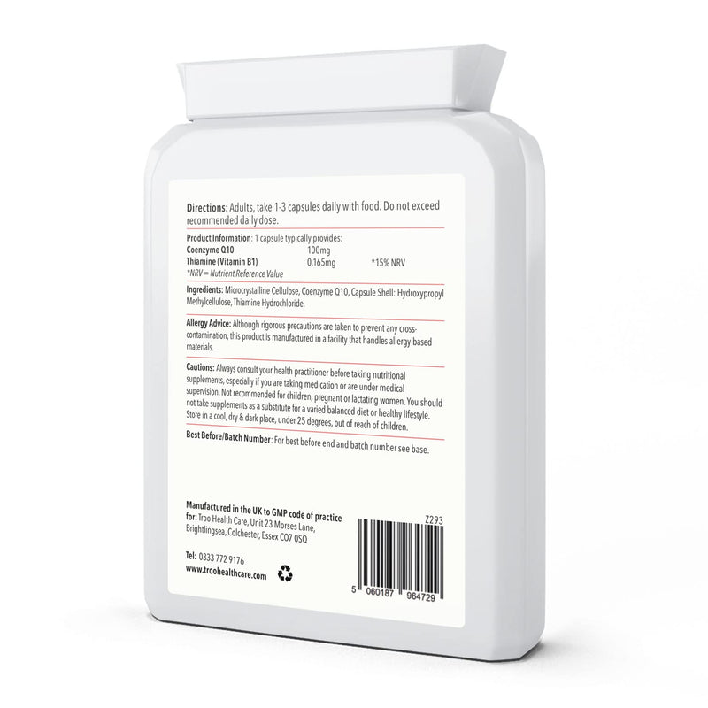 [Australia] - Co-Enzyme Q10 Supplement (CoQ10) - 100 milligrams 90 Vegetarian Capsules - Naturally Fermented Trans Form for High Absorption - UK Manufactured to GMP Standards 