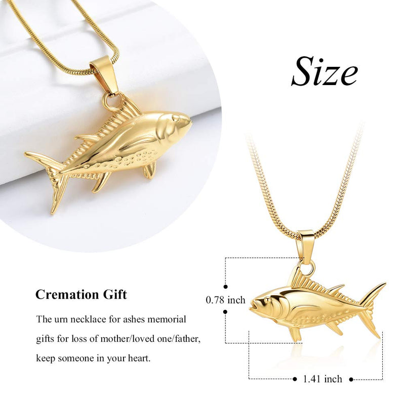 [Australia] - Imrsanl Cremation Jewelry for Ashes Fish Urns Necklace Memorial Keepsake Jewelry Ashes Pendant for Pets/Human Gold 