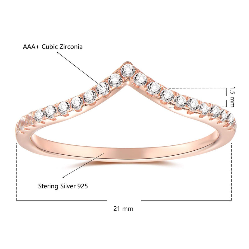 [Australia] - espere Pointed V Shaped Chevron 925 Sterling Silver Ring Rose Gold 4 