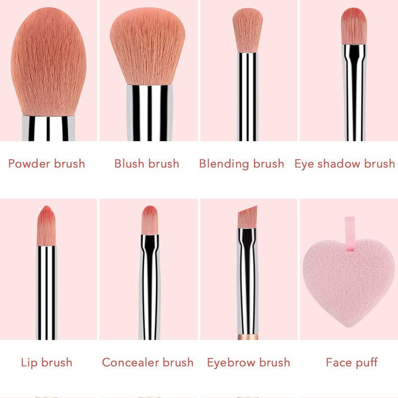 [Australia] - Makeup Brushes Start Makers 7PCS Rose Gold Makeup Brush Set Eyeshadow Concealer Eyebrow Powder Blush Blending Makeup Brushes Set with Face Puff and Gift Box 