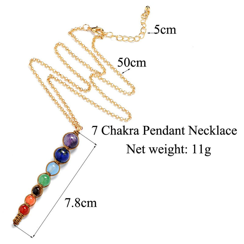 [Australia] - Zuo Bao 7 Chakra Natural Stone Yoga Bracelet 8mm Nature Stone Braided Rope Healing Yoga Bead Rope Necklace Necklace-Yellow Rope 