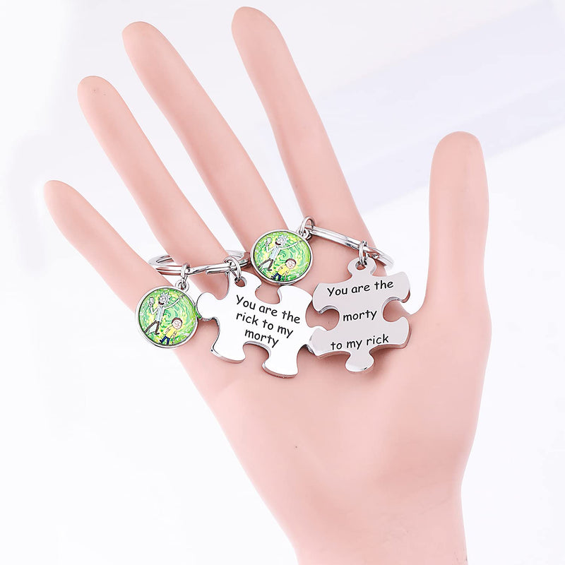 [Australia] - G-Ahora Rick and Morty Friendship Puzzle Keychain You are The Rick to My Morty Jewelry Gift for Best Friends Ti-kpr-rick Morty 