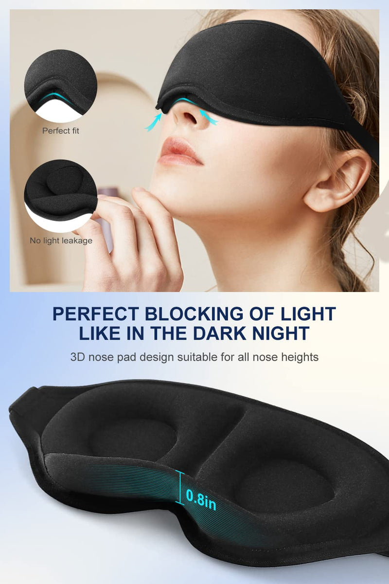 [Australia] - Sleep Mask, 2-Pack of Super Soft and Comfortable 3D Drowsy Sleep Mask, 100% Blackout Sleep Aid Eye Mask for Side Sleepers with Adjustable Straps, Suitable for Travel, Lunch Breaks, Meditation 