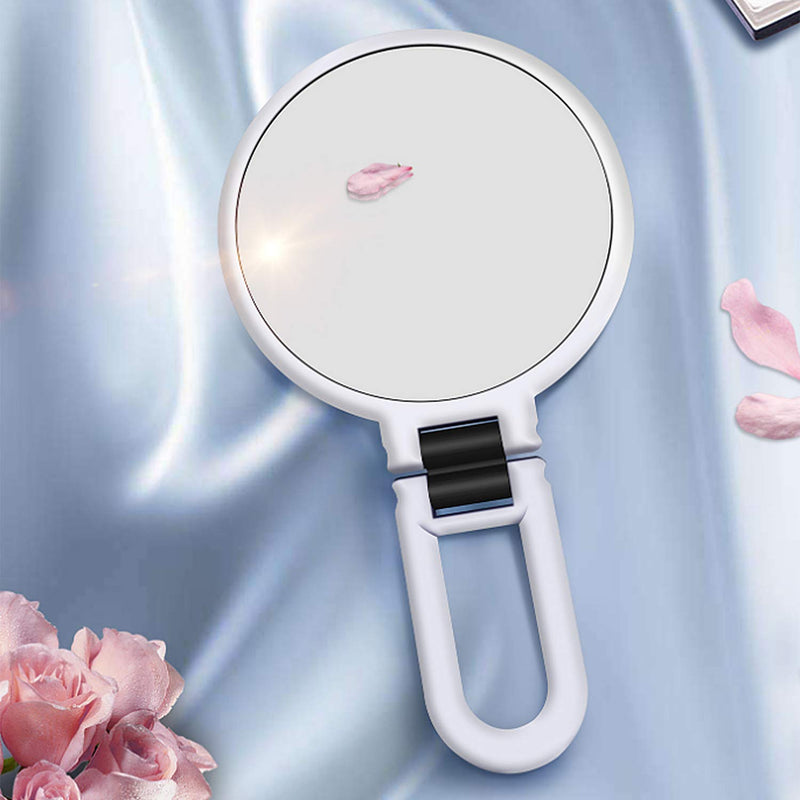 [Australia] - 15X Magnifying Mirror Dual Sided Portable Mirror Folding Rotatable Makeup Mirror with Handheld/Stand, for Bathroom, Tabletop, and Traveling White 