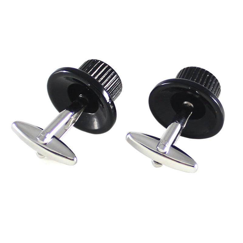 [Australia] - MENDEPOT Guitar Knobs Cuff Links Volume And Tone Knobs CufflinkS Rhodium Plated Black Volume And Tone Knobs Cuff Links With Box 