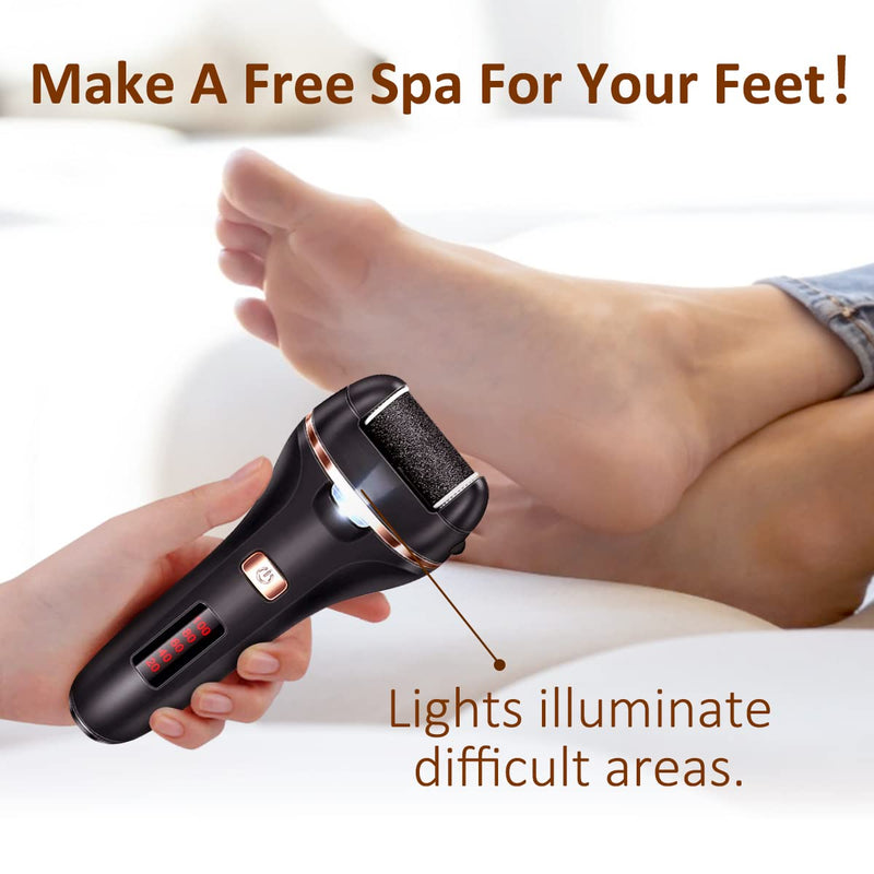 [Australia] - Electric Callus Remover for Feet,Rechargeable Foot File Hard Skin Remover,Waterproof 14 in1 Professional Pedicure Kit for Cracked Heels Calluses&Dead Skin,with 3 Roller Heads 2 Speed, Battery Display Black&Black 