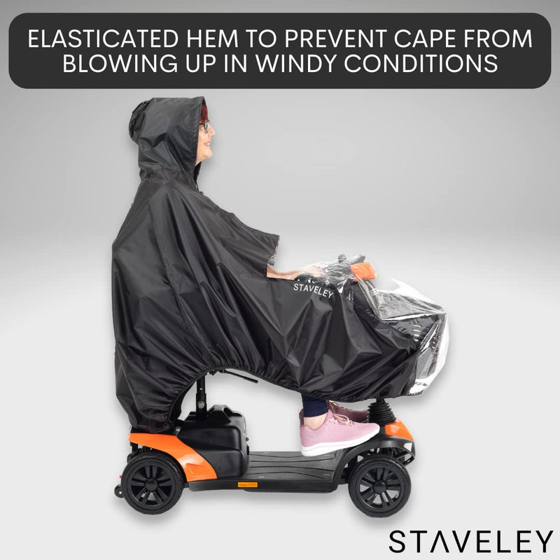 [Australia] - Staveley Standard Size Mobility Scooter Cape | Waterproof Rain Poncho Cover for Electric Scooters and Wheelchair | Perfect for Boot Scooters 