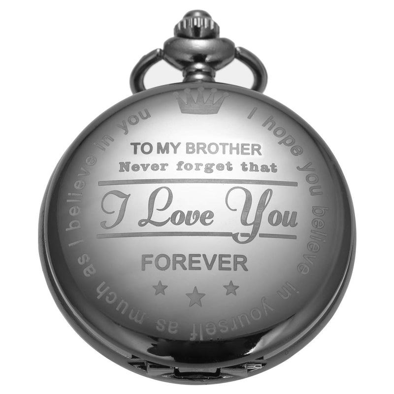 [Australia] - SIBOSUN Pocket Watch for Men Who Have Everything Birthday Gifts for Men Personalized Gifts for Husband Boyfriend (King) Engraved Black 11 Brother, Black 