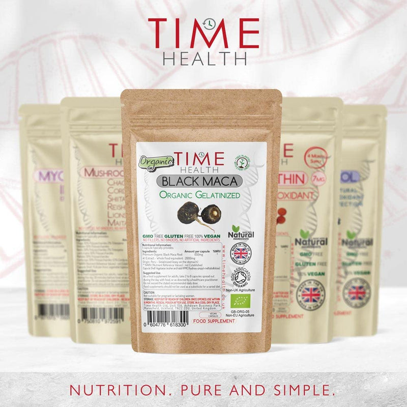 [Australia] - Gelatinized Black Maca Root - 2600mg Wholefood Equivalent - Peruvian - Soil Association Certified Organic - Vegan - GMP Standards - No Fillers, Binders or Flow Agents - Pullulan (120 Capsules) 120 Count (Pack of 1) 