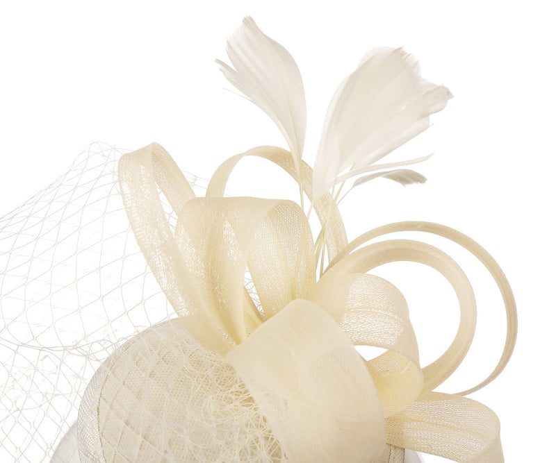 [Australia] - Abaowedding Feather Fascinator Cocktail Party Hair Clip Pillbox Hats A Ivory 