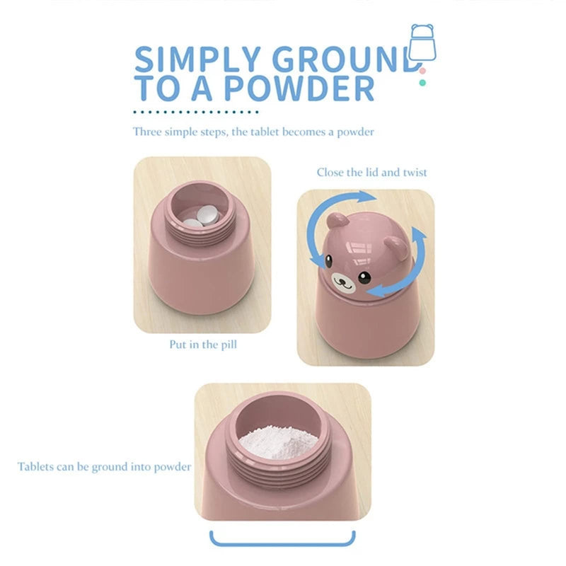 [Australia] - Pill Grinder, Cute Bear Portabl Pill Pulverizer Pill Crusher Medicine Tablet Grinder Container Storage Box (Pink) Pink 