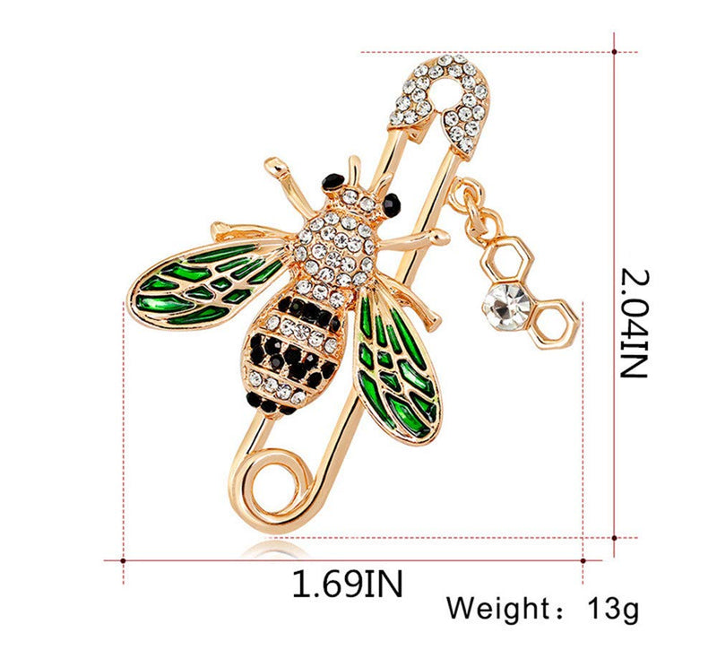 [Australia] - GYAYU Bee Brooch pins Women Enamel Crystal Insect Pin Lapel Pin Large Safety Pin 