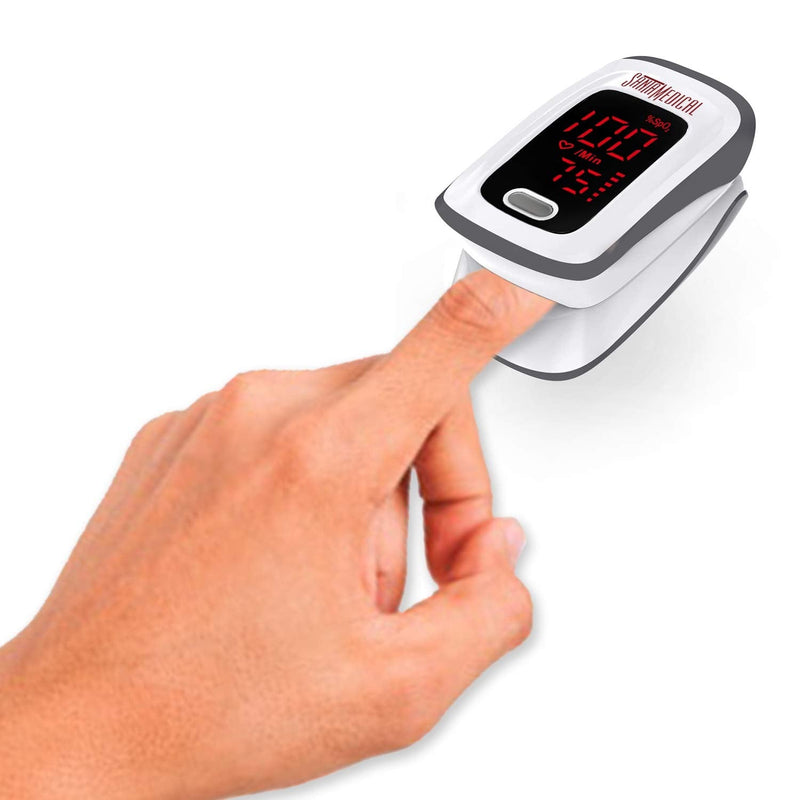 [Australia] - Fingertip Pulse Oximeter, Blood Oxygen Saturation Monitor (SpO2) with Pulse Rate Measurements and Pulse Bar Graph, Portable Digital Reading LED Display, Batteries and Carry Case Included 