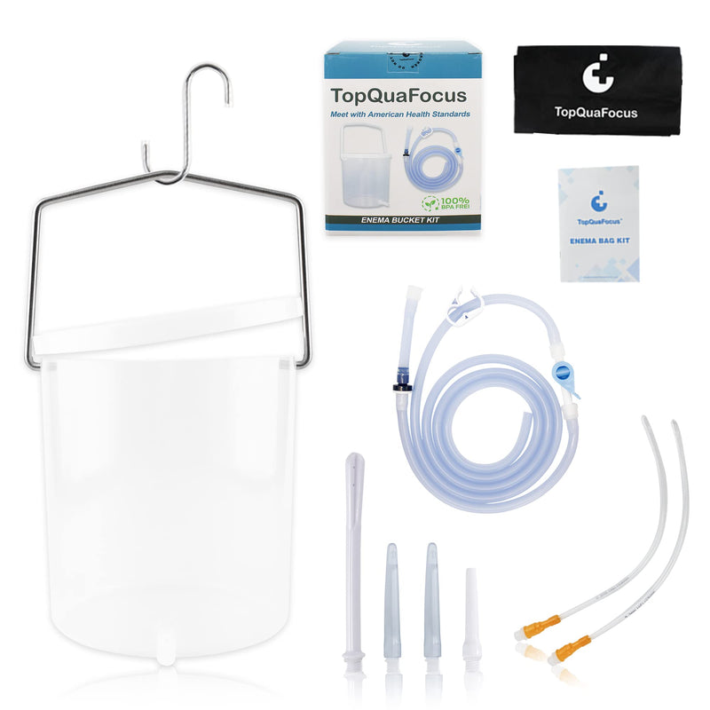 [Australia] - TopQuaFocus 2QT Plastic Enema Bucket Kit for Colon Cleanse 70.5oz Leak-Proof Coffee Enema Kit Bucket for Men Colon Cleaning BPA Free, 6PCS Enemas Tips 10 Piece Set 